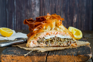 Coulibiac,-,Russian,Type,Of,Pirog,Filled,With,Salmon,Stuffed