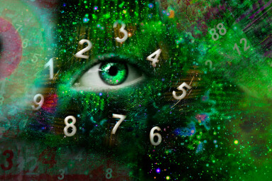 Female,Eye,In,Space,And,Numbers,Around,It,,Numerology