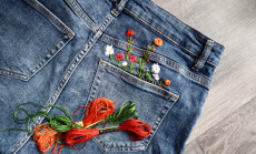 Creative,Diy,Project,,Hand,Embroidery,At,Home,On,Jeans,,Creative