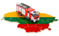 Fire,Department,In,Lithuania.,Fire,Engine,Truck,On,The,Lithuanian