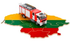 Fire,Department,In,Lithuania.,Fire,Engine,Truck,On,The,Lithuanian