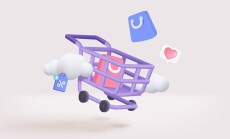 3d,Shopping,Cart,With,Cloud,For,Online,Shopping,And,Digital