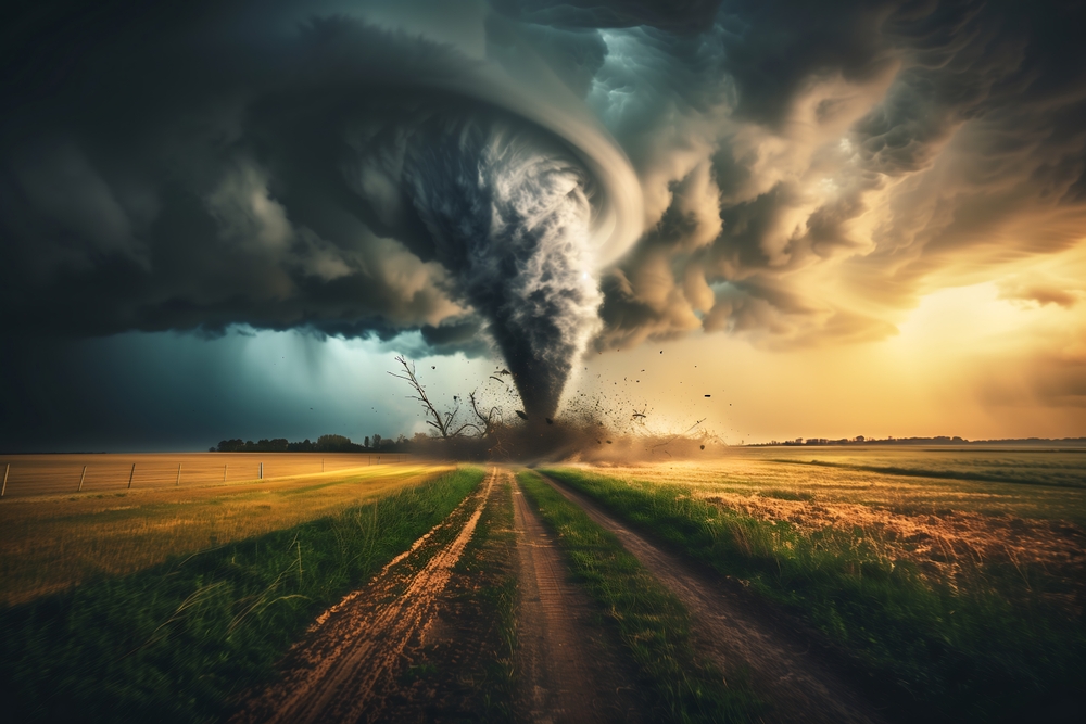 A,Massive,Tornado,Twisting,Through,A,Rural,Landscape