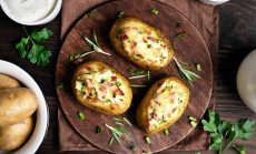 Baked,Stuffed,Potatoes,With,Bacon,,Green,Onion,And,Cheese,On