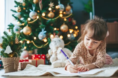 Cute,Little,Child,Girl,Writing,Letter,To,Santa,Claus,Or