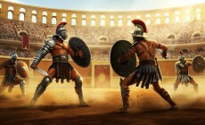 Gladiators,Fighting,In,The,Back,Of,The,Coliseum