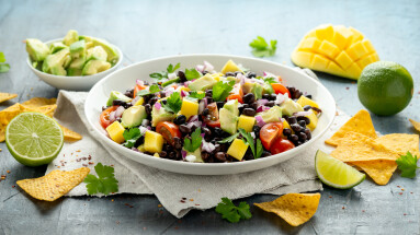 Avocado,,Mango,Salad,With,Black,Bean,,Tomato,,Red,Onion,And