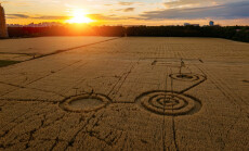 Mysterious,Crop,Circle,In,Oat,Field,Near,The,City,At