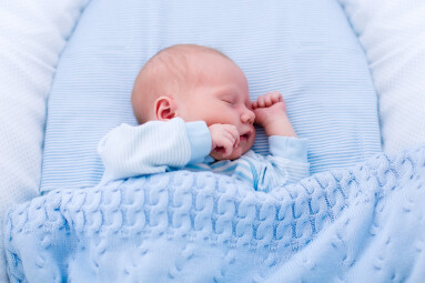 Newborn,Baby,Boy,In,Bed.,New,Born,Child,Sleeping,Under