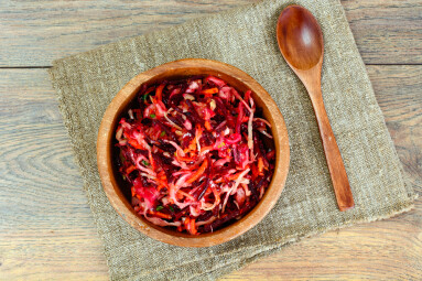 Salad,Of,Beets,And,Carrots,With,Sauerkraut,,Spices,Studio,Photo