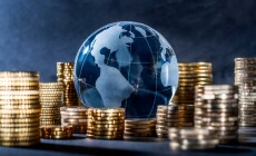 Globe,And,Stack,With,Coins.,Money,Makes,The,World,Go