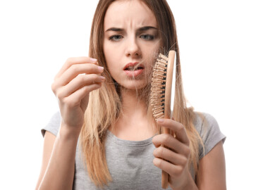 Woman,With,Hair,Loss,Problem,On,White,Background