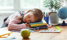 Tired,Child,Girl,Fell,Asleep,When,She,Did,Her,Homework,