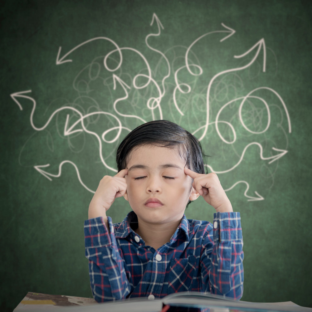 Picture,Of,Little,Boy,Thinking,With,Eyes,Closed,While,Sitting