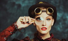 Steampunk,Concept.,Portrait,Of,A,Beautiful,Steampunk,Girl,With,A