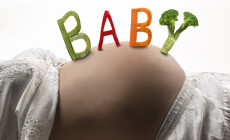 Baby,Vegetable,Word,On,Pregnant,Belly,Announcing,Colorfully,The,Soon