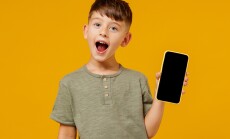 Little,Small,Happy,Boy,6-7,Years,Old,In,Green,T-shirt