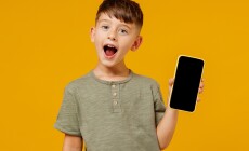 Little,Small,Happy,Boy,6-7,Years,Old,In,Green,T-shirt