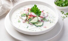 Okroshka,Close-up,On,A,White,Background.,Summer,,Cold,Soup,With