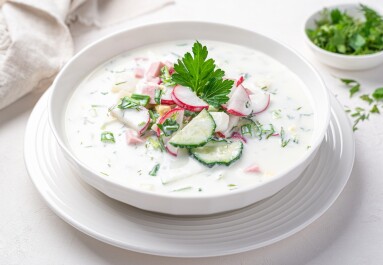 Okroshka,Close-up,On,A,White,Background.,Summer,,Cold,Soup,With