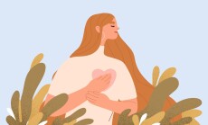 Woman,With,Hand,On,Kind,Heart,,Feeling,Self,Love,,Bliss,