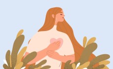 Woman,With,Hand,On,Kind,Heart,,Feeling,Self,Love,,Bliss,