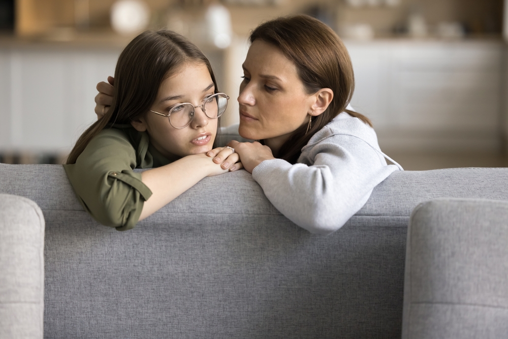 Serious,Empathetic,Mom,Listening,To,Sad,Frustrated,Teenage,Daughter,Kid