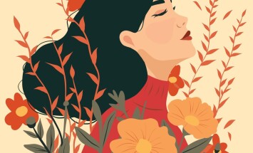 Vector,Holiday,Banner,Postcard,March,8,,Girl,In,Flowers,International