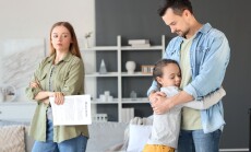 Little,Girl,Hugging,Her,Father,After,Divorce,At,Home