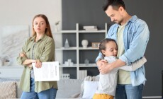 Little,Girl,Hugging,Her,Father,After,Divorce,At,Home