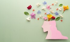 Mental,Health,Awareness,Month.,Woman,Head,With,Colorful,Fresh,Flower