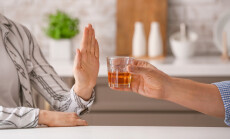 Woman,Refusing,To,Drink,Whiskey,At,Home.,Concept,Of,Alcoholism