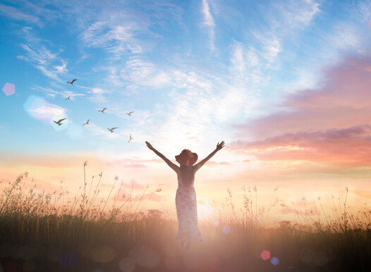 Surrender,And,Praising,Concept:,Silhouette,Of,Healthy,Christian,Woman,Raised