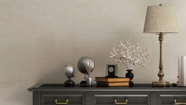 3d,Close,Up,,An,Antique,Brass,Table,Lamp,With,Linen