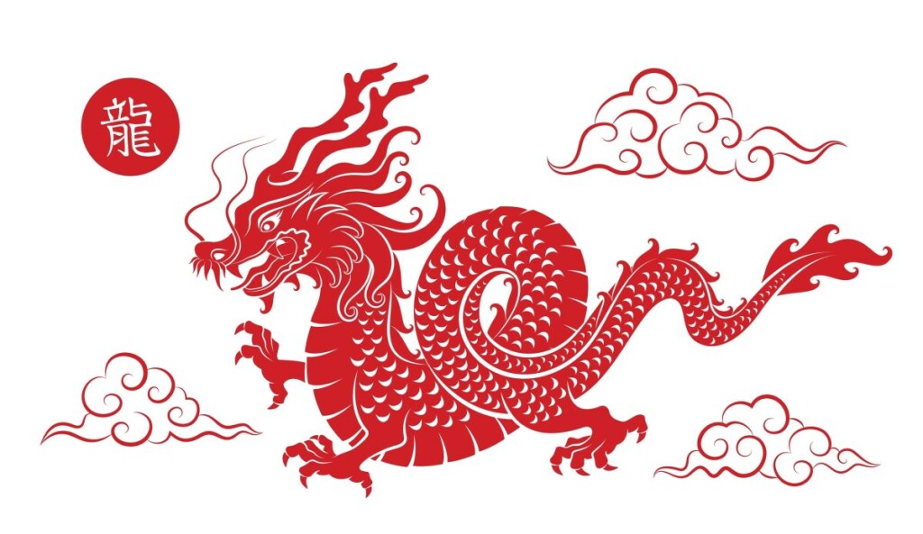 Happy,Chinese,New,Year,2024,The,Dragon,Zodiac,Sign.,Red
