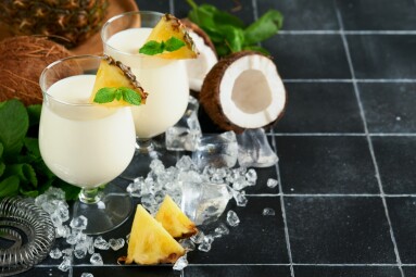 Pina,Colada.,Traditional,Caribbean,Cocktail,From,Rum,,Pineapple,Juice,And