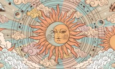 Sun,And,Moon,With,Face,,Color,Vintage,Mystical,Astrology,Poster