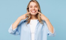 Young,Smiling,Satisfied,Happy,Woman,She,Wearing,White,Top,Shirt