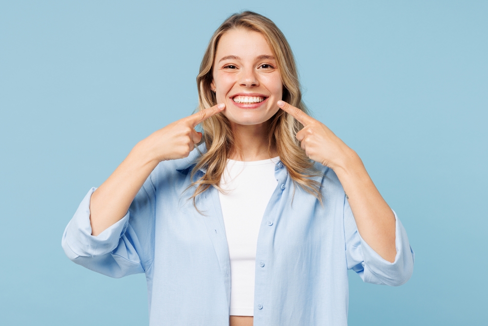 Young,Smiling,Satisfied,Happy,Woman,She,Wearing,White,Top,Shirt
