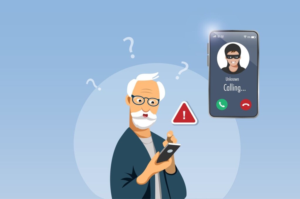 Cyber,Crime,,Phone,Crime,Calling.,Unknown,Scammer,Calling,Senior,Man