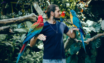 Young,Handsome,Man,With,A,Beard,Posing,In,The,Zoo