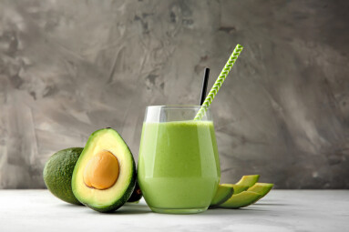 Ripe,Avocados,And,Glass,Of,Tasty,Smoothie,On,Table