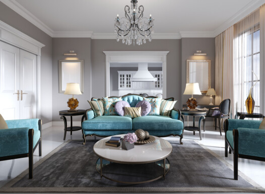 Modern,Art,Deco,Style,Living,Room,With,Trendy,Green,Furniture