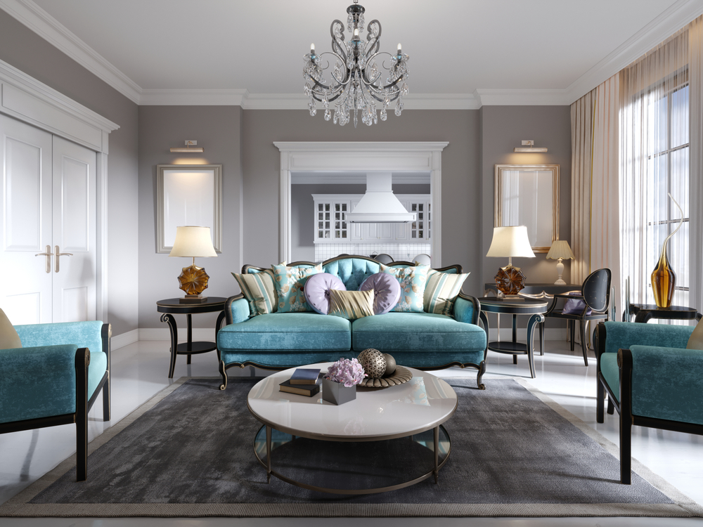 Modern,Art,Deco,Style,Living,Room,With,Trendy,Green,Furniture
