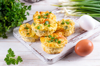 Fresh,Baked,Egg,Bites,On,A,Wooden,Board,On,A