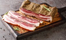 Pancetta,Italian,Is,A,Salt,Cured,Pork,Belly,Salume,Closeup