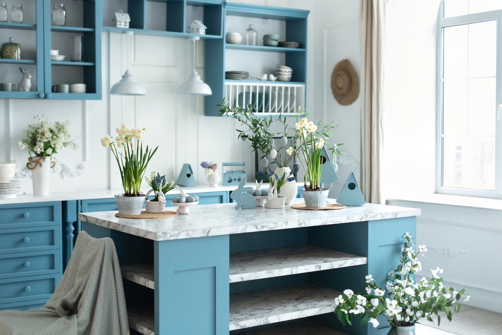 Wooden,Kitchen,In,Easter,Decor.,Cozy,Home,Decor.,Kitchen,Utensils,