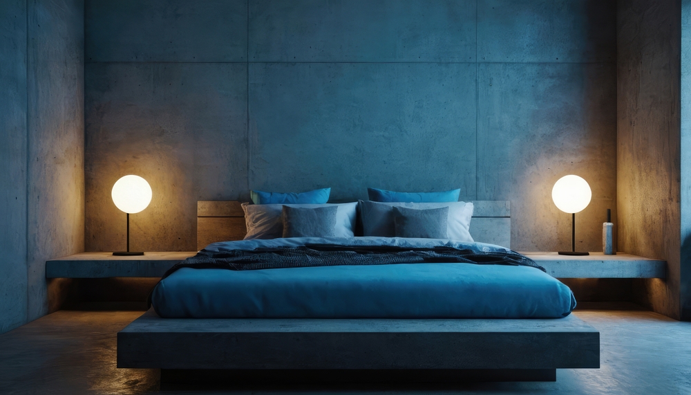 Modern,Bedroom,Interior,With,Dark,Blue,Walls,With,A,Master