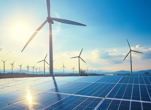 Green,Energy,Harvest,With,Windmill,And,Solar,Panels,For,Eco-green