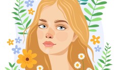 Portrait,Of,A,Cute,Pretty,Blonde,Girl,Surrounded,By,Flowers.